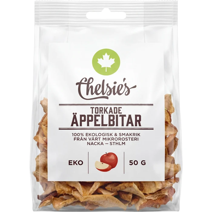 Äppelbitar Torkade Ekologisk 50g Chelsie's
