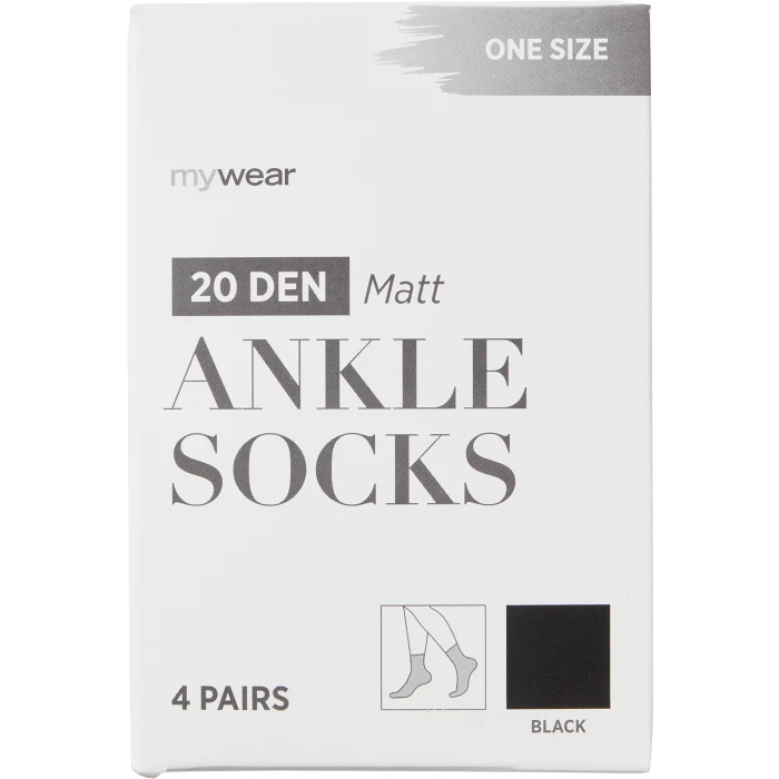 Ankelsocka 4p 20D svart onesize mywear