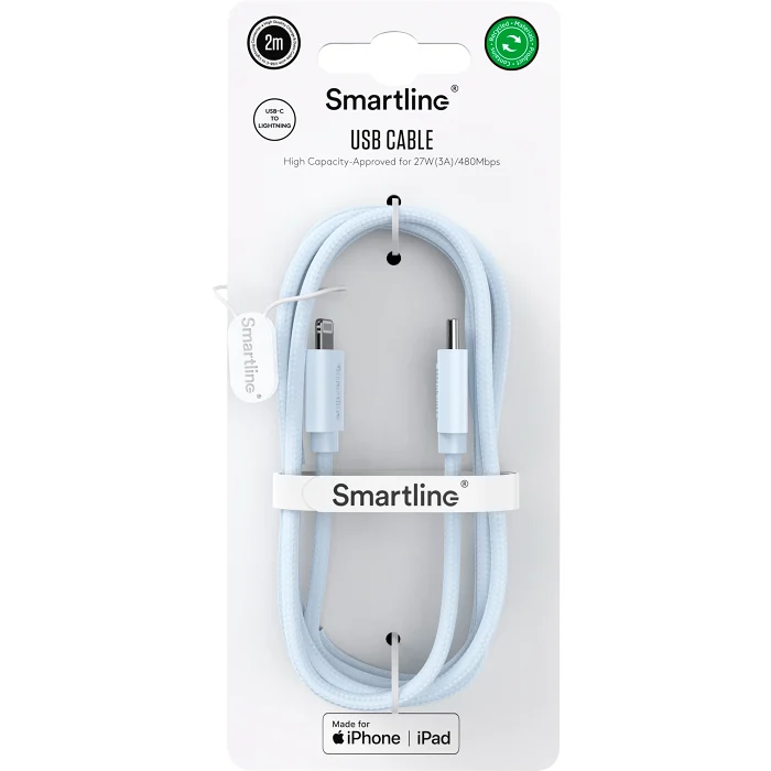 USB-C till Lightning 2m blå Smartline