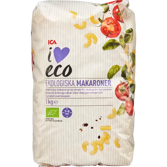 Makaroner Ekologiska 1kg ICA I love eco