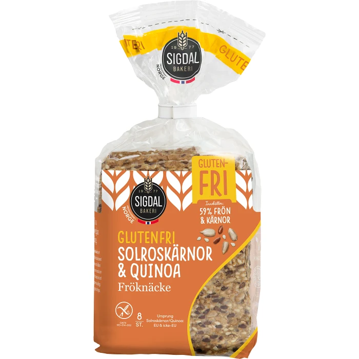 Fröknäcke Solroskärnor & Quinoa Glutenfri 190g Sigdal Bakeri