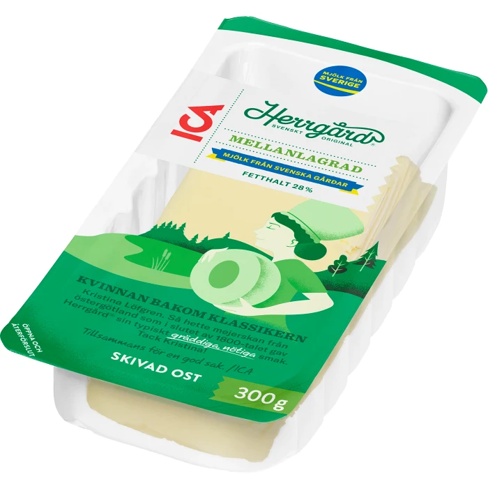 Ost Herrgård 28% Skivad 300g ICA