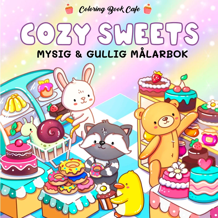 Cozy Sweets. Mysig och gullig Cozy Coloring målarbok från Coloring Book Cafe