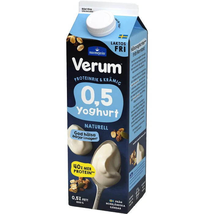 Yoghurt Naturell Laktosfri 0,5% 1000g Verum