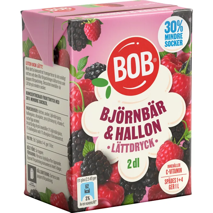 Lättdryck Björnbär & hallon Koncentrat 2dl BOB