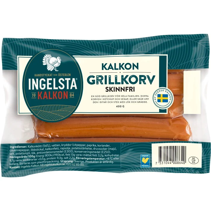 Grillkorv Kalkon 400g Ingelsta kalkon