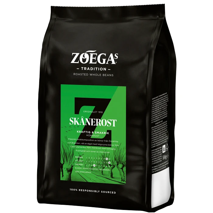 Kaffe Hela Bönor Skånerost 500g Zoegas