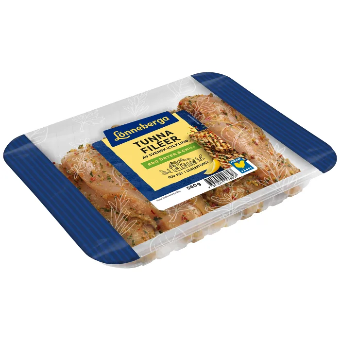 Kycklingfilé BBQ Tunna Filéer BBQ Örter & Chili 560g Lönneberga