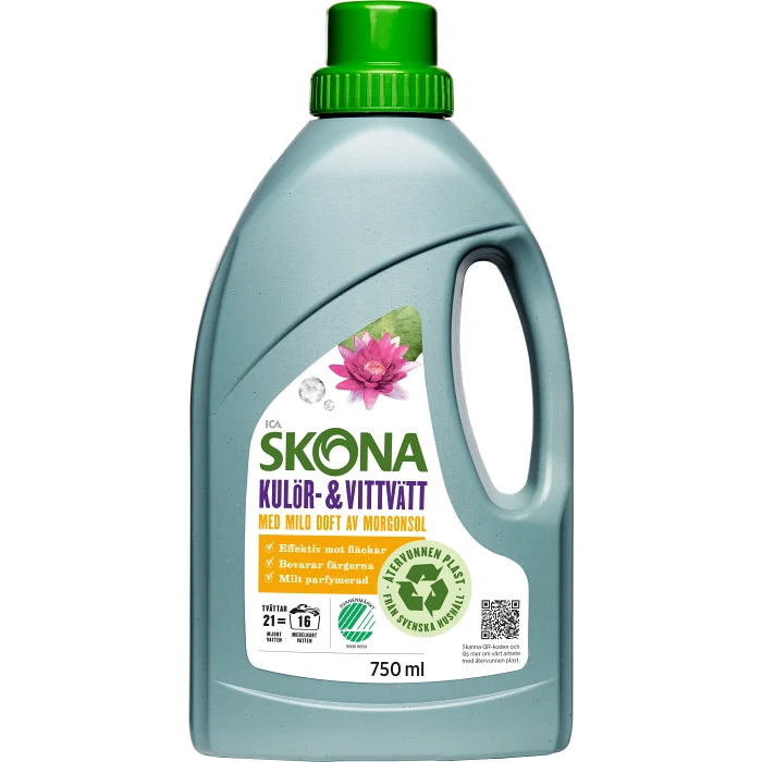 Flytande tvättmedel  med mild doft av morgonsol 750ml ICA Skona