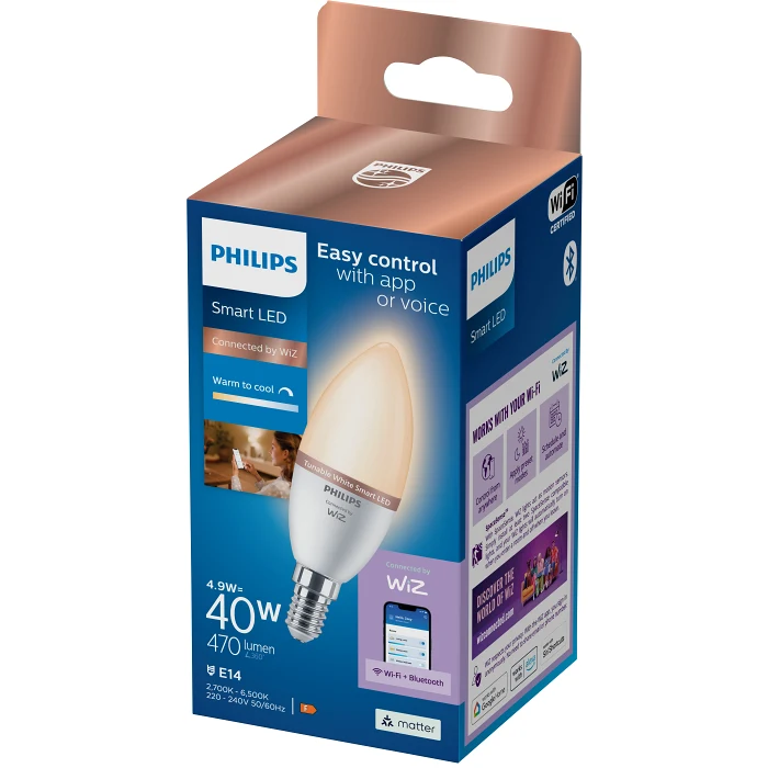 SMART LED WiZ Kron 470lm(40W) E14  Dimbar Philips