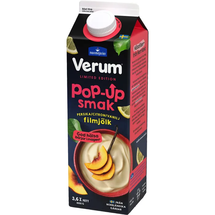 Filmjölk Persika Citron Vanilj 3.5% 1000g Verum