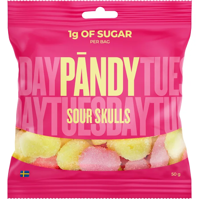 Godispåse Gelé Candy Sour Skulls 50g Pändy