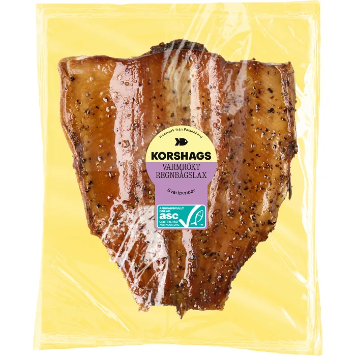 Lax Färsk Varmrökt Regnbåge Svartpeppar Korshags