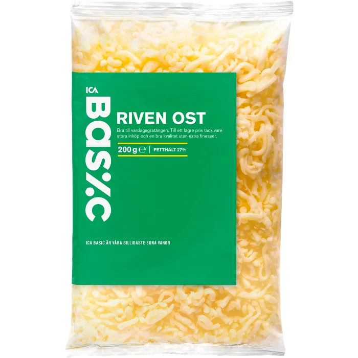 Hårdost Riven ost 200 g ICA Basic