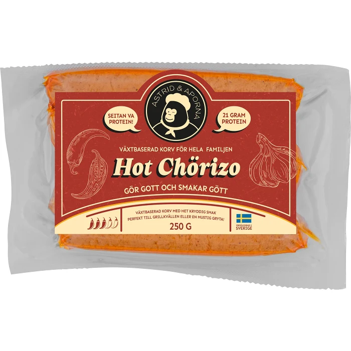 Chorizo Hot Växtbaserad 250g Astrid och aporna