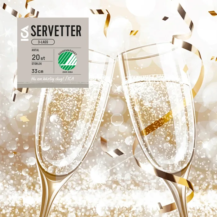 Servett 33cm skål guld 20-p ICA