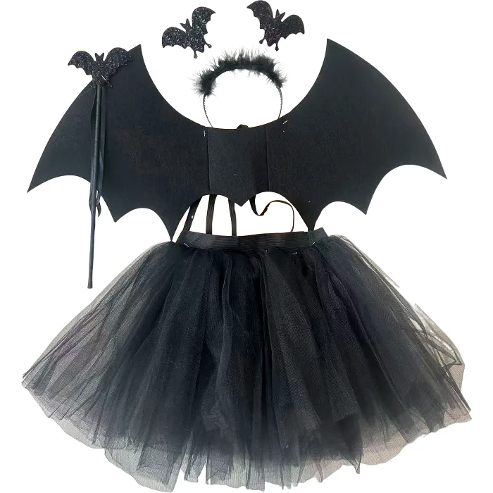 Halloweendräkt svart diadem vingar Festive