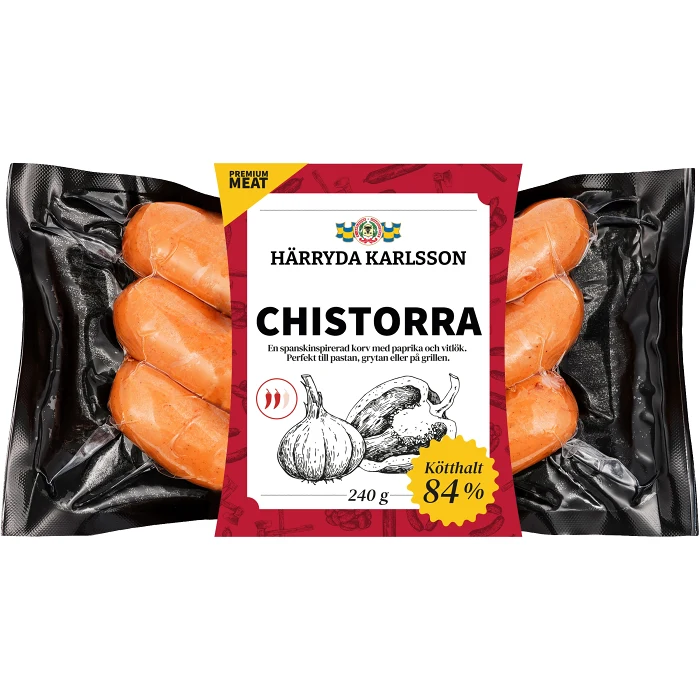 Kryddkorv Chistorra 84% Kötthalt 240g Härryda Karlsson