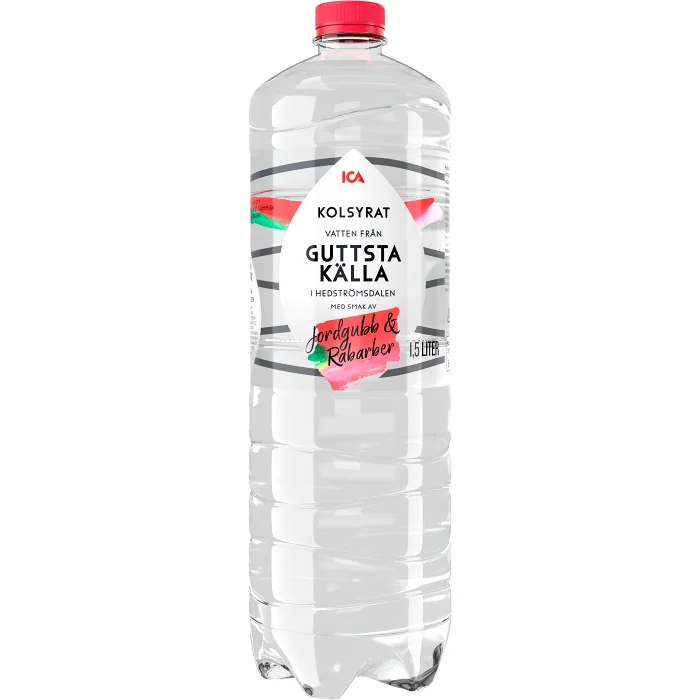Vatten Kolsyrad Jordgubb Rabarber 150cl ICA