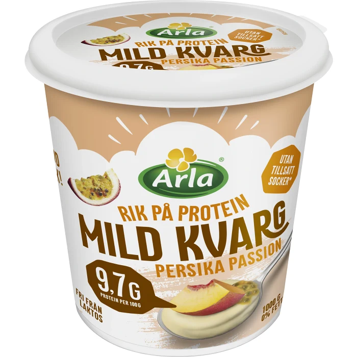 Kvarg Mild Persika Passion Laktosfri 0,2% 1000g Arla®
