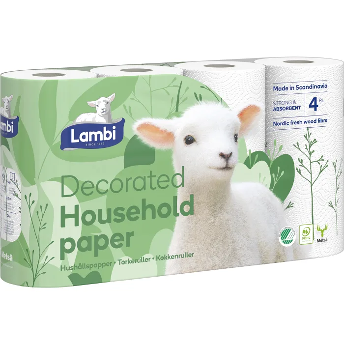 Hushållspapper Decorated 4p Lambi