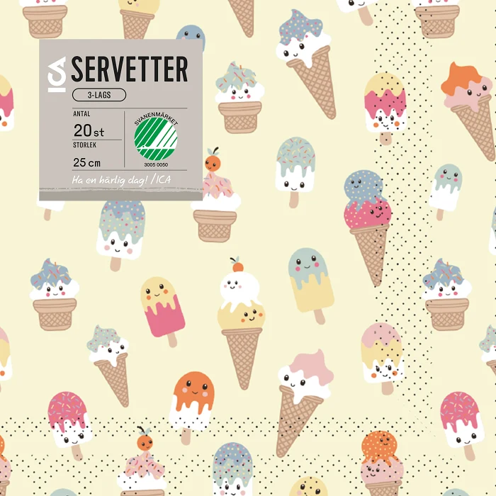 Servett 25cm Glassar 20-p ICA