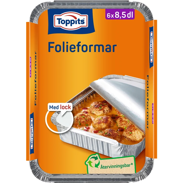 Folieformar med lock 8,5dl 6-p Toppits