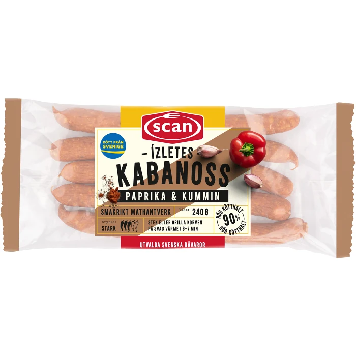 Kabanoss Ízletes Paprika och Kummin 90% Kötthalt 240g Scan