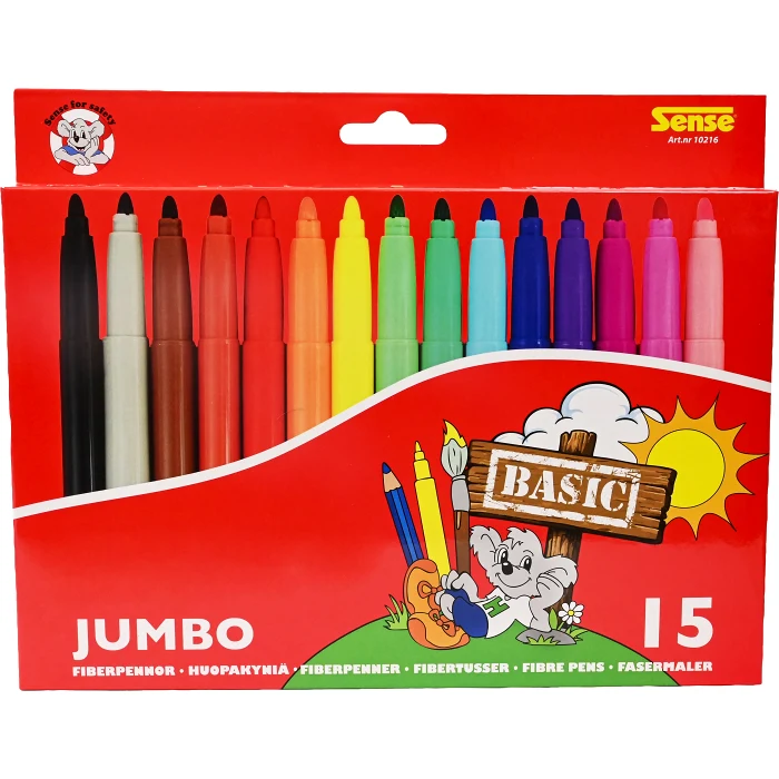 Fiberpennor Jumbo Basic 15p Sense