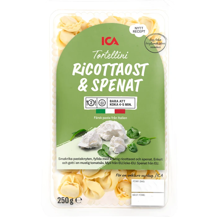 Pasta Tortellini Ricottaost och Spenat Färsk 250g ICA