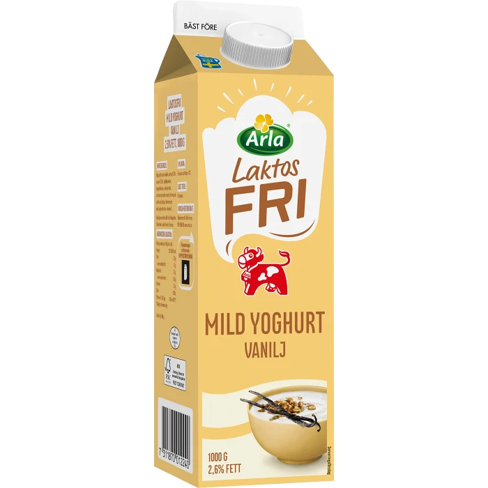 Vaniljyoghurt Mild Laktosfri 2,6% 1000g Arla Ko®