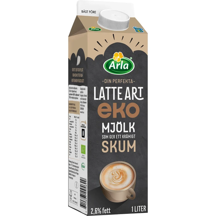 Mjölk Latte Art® Ekologisk 2,6% 1l Arla®