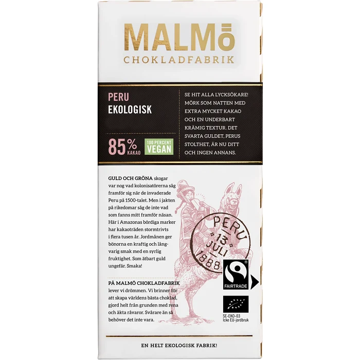 Choklad Peru 85% 80g Malmö Chokladfabrik