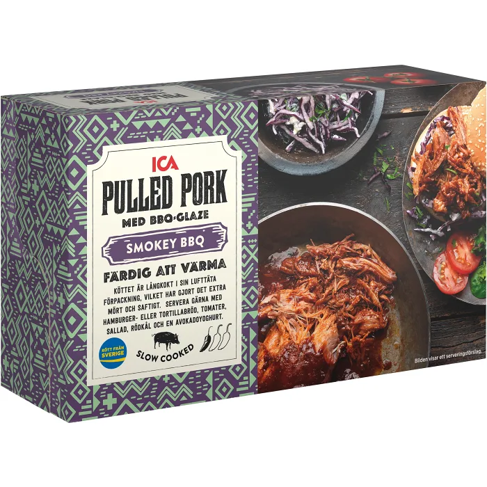 Pulled pork med BBQ glaze 550g ICA
