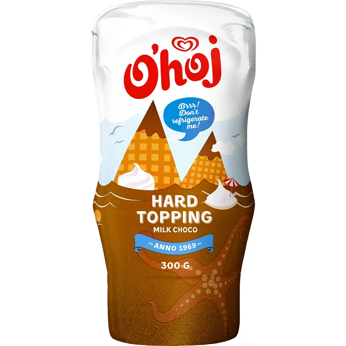 Chokladsås Hard Topping Mjölkchocklad 300g Ohoj