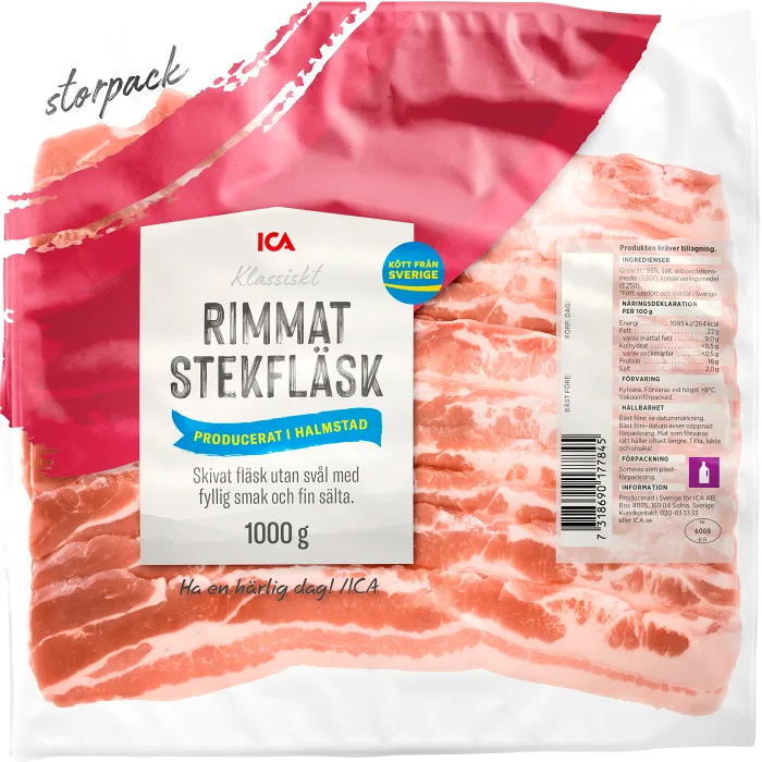 Stekfläsk Rimmat Skivat 1kg ICA