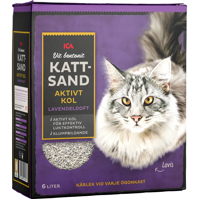 Kattsand Vit bentonit Aktivt kol Lavendeldoft 6l ICA