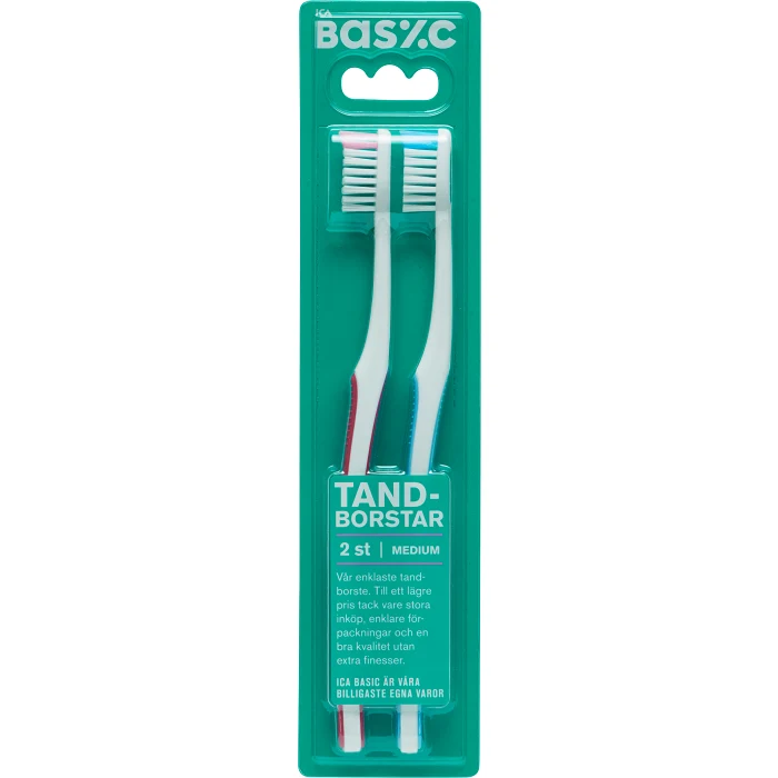 Medium Tandborste 2-p ICA Basic