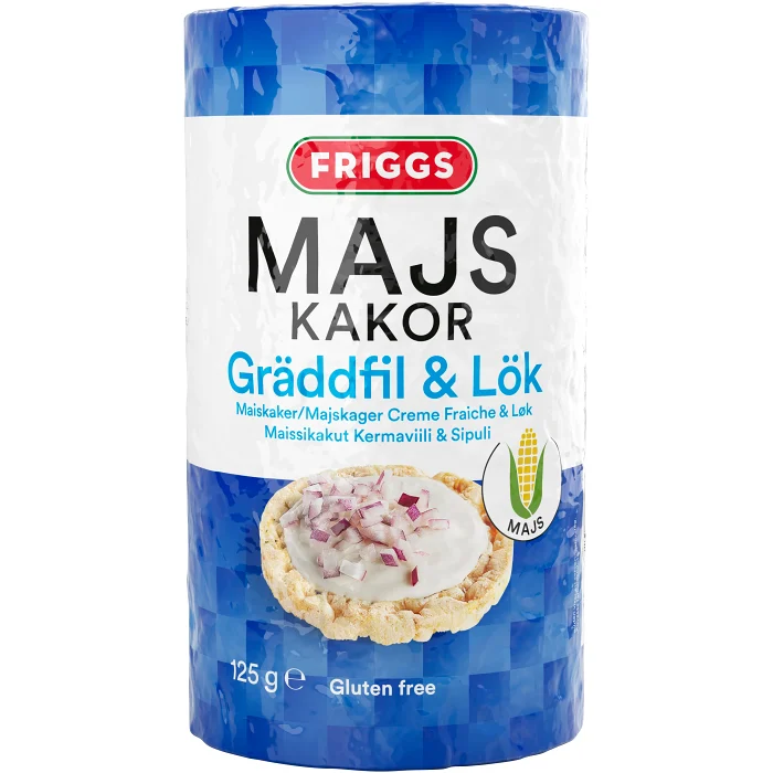Majskakor Gräddfil & lök 125g Friggs