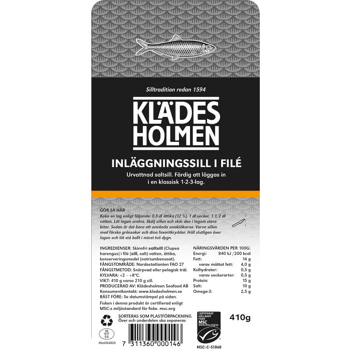 Inläggningssill 390g Klädesholmen