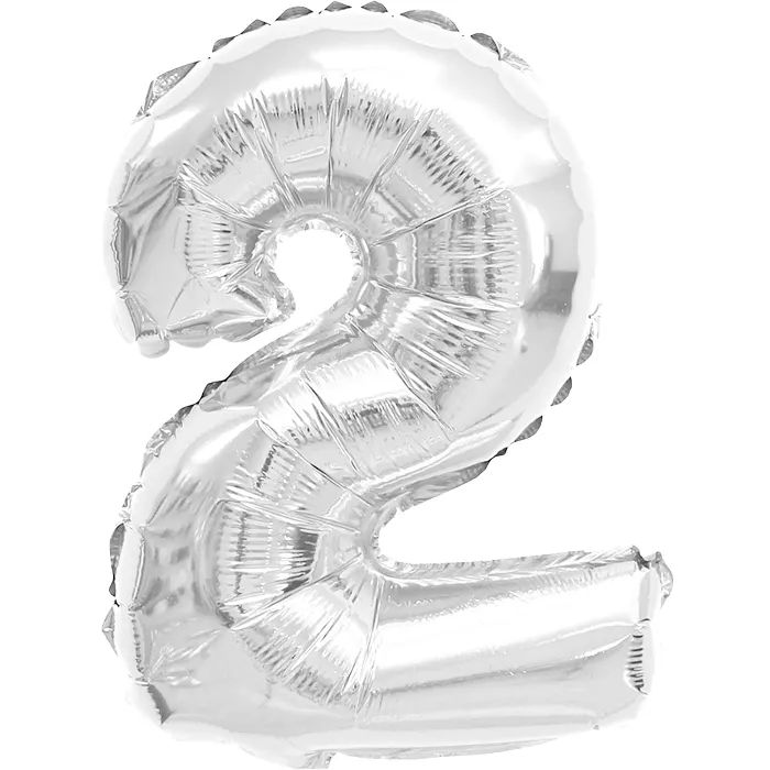 Folieballong Nr 2 Silver 35cm Happy Party