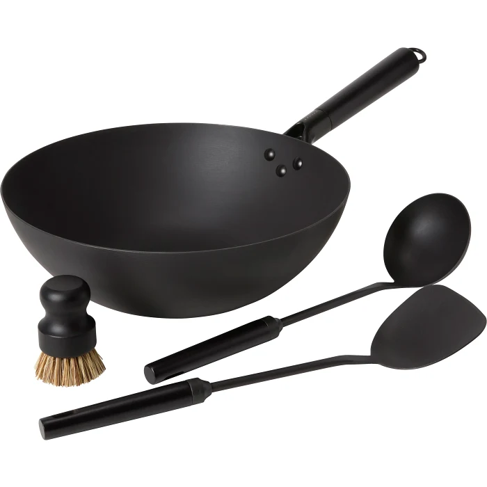 Wok set med redskap kolstål Satake