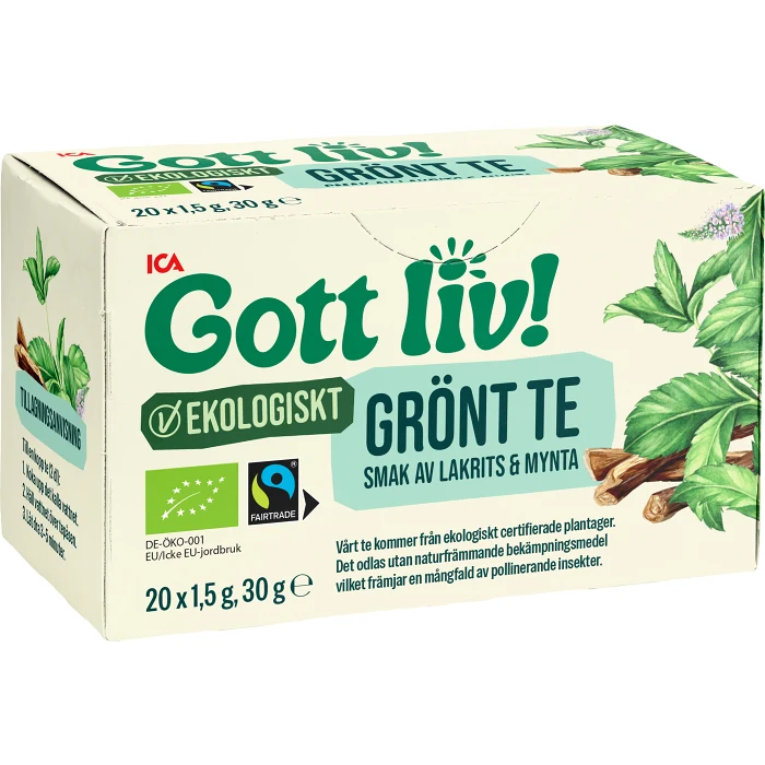 Grönt Te Lakrits och Mynta Ekologisk 20-p ICA Gott Liv