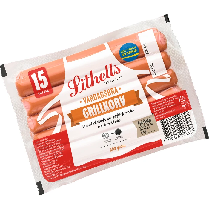 Grillkorv Vardagsbra 600g Lithells