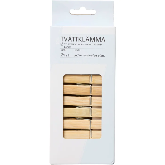Tvättklämma i bambu 24p ICA