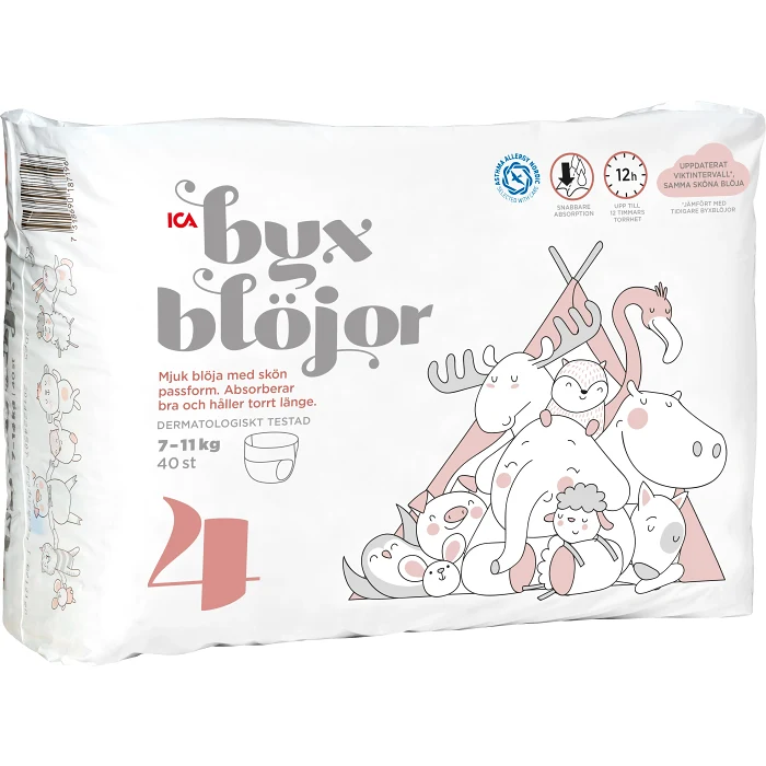 Byxblöjor Strl 4 7-11kg 40-p ICA