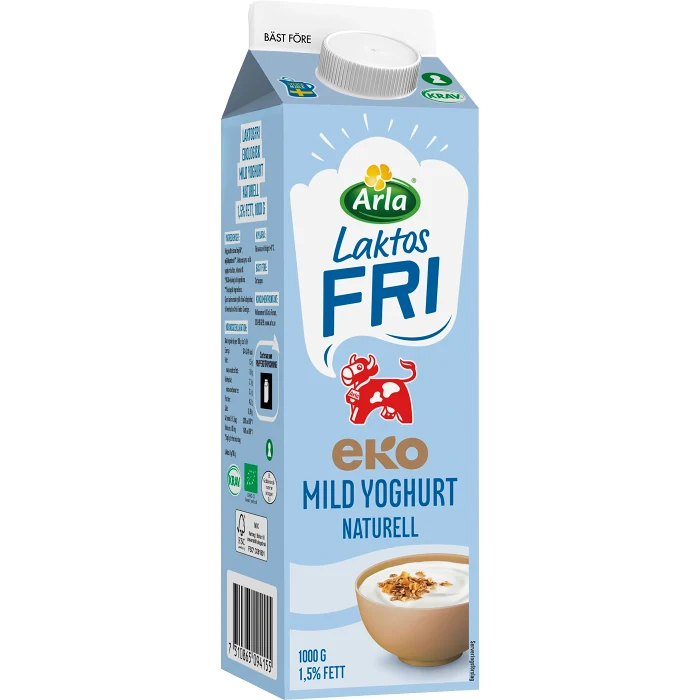Mild Yoghurt Naturell 1,5% Laktosfri Ekologisk 1000g Arla Ko®