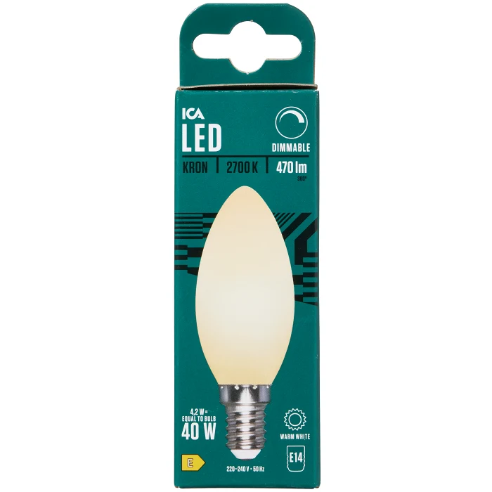 LED Kron E14 470lm(40W) Matt Dimbar ICA