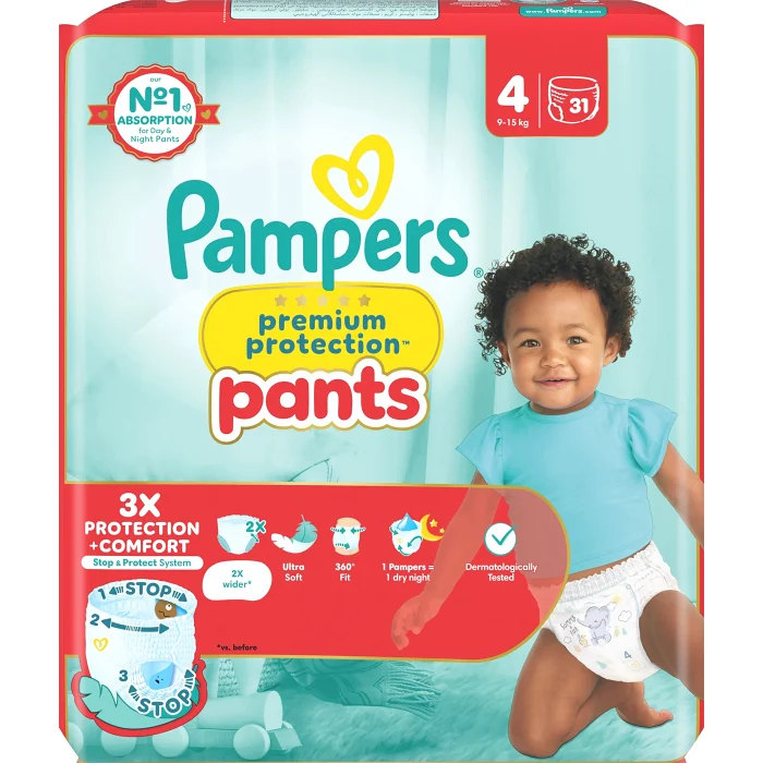 Byxblöjor Premium Protection Pants Strl 4 9-15kg 31p Pampers