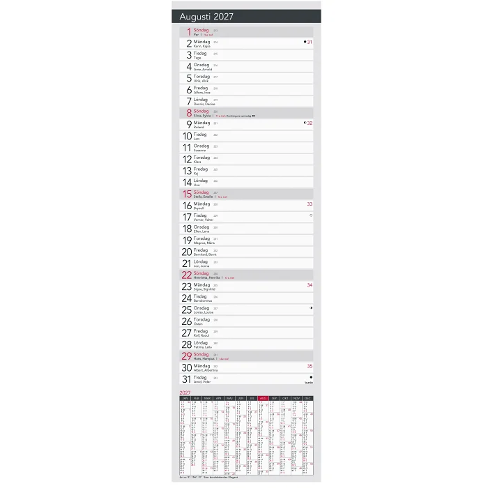 Kalender Stor BordsKalenderender 2027